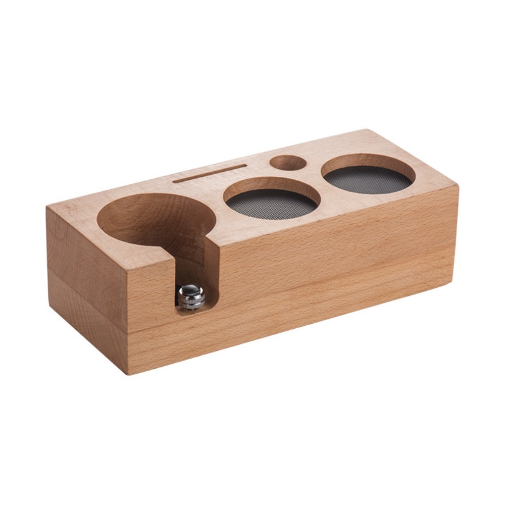 Coffee Equipment Holder - 3-in-1 houten koffietamperstation, antislip, verstelbare hoogte,
